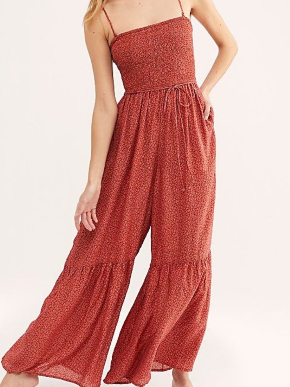 NWT Free People Little of Your Love Jumpsuit Floral Red Combo - Picture 2 of 11
